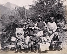 Men of the Himalayas wrapped in woollen shawls